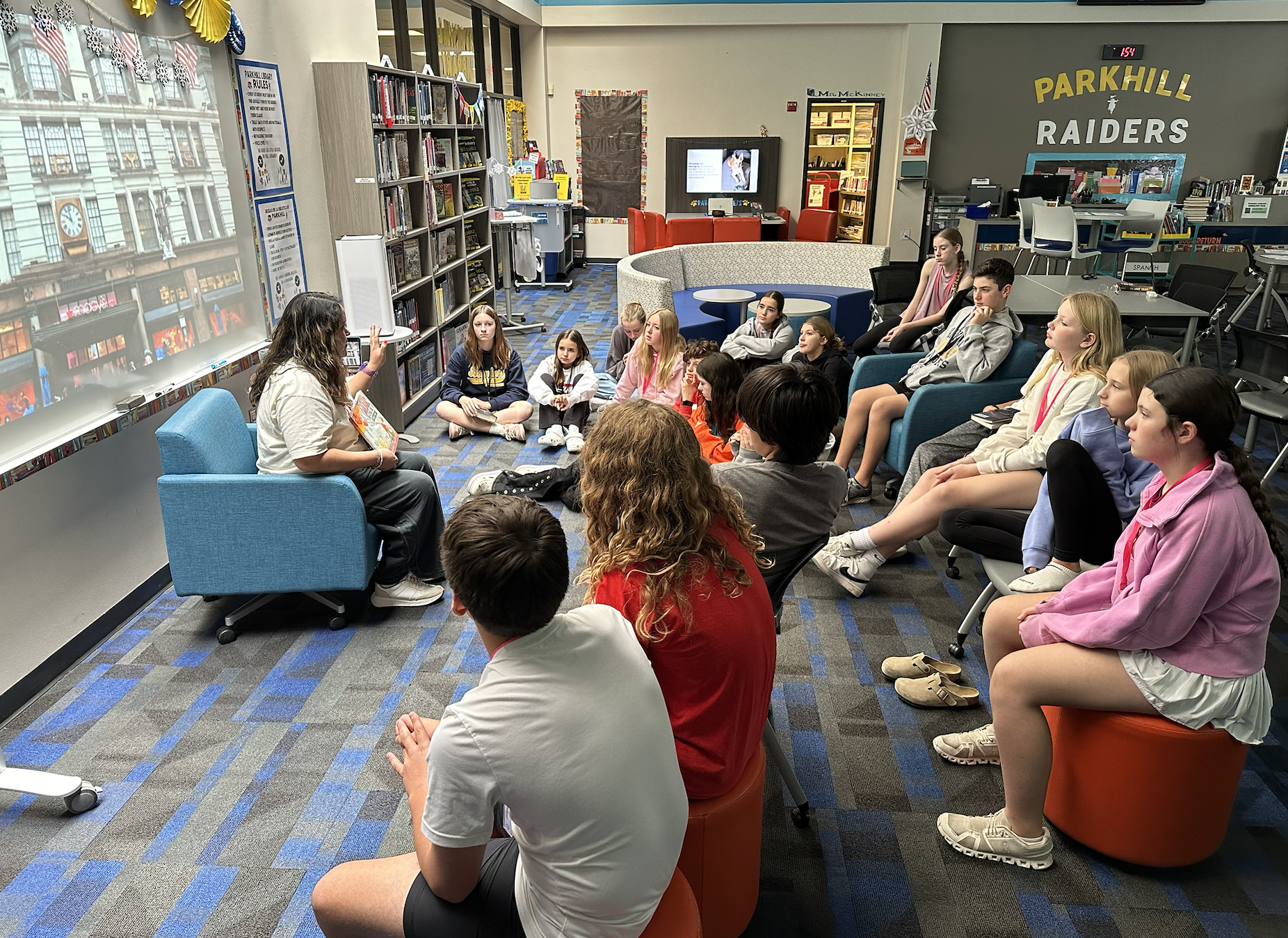 GT 7th Graders in the Library